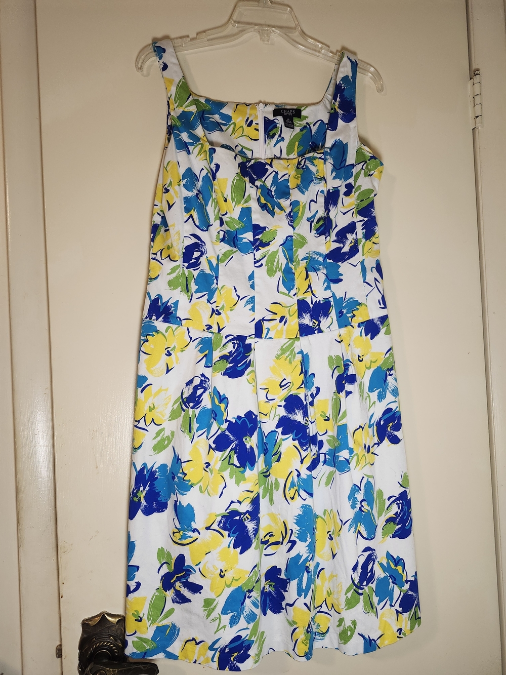 Chaps Blue & Green Brushstroke Floral Dress‎ Size 14
